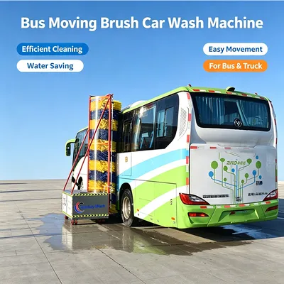 Mobile Automatic Single Brush Commercial Vehicle Washer Stainless Steel Device 60 Vehicles Per Charge for Bus Fleet
