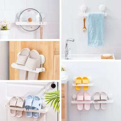 Wall-Mounted Slippers Rack Foldable Shoe Rack Slippers Rack Punch-Free Fordable Slipper Rack