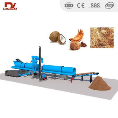 Factory Price Coconut Fiber Rotary Drum Dryer Machine for Drying Coconut Fiber, Coconut Silk, Palm Fiber, Coir Fiber