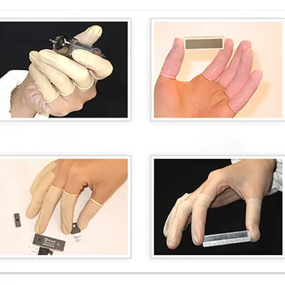 Light Yellow Latex Finger Cots Rubber ESD Industrial Use Cleanroom Antistatic