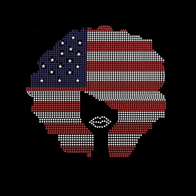 Wholesale Flag Beautiful Afro Custom Transfer Glass Round Rhinestone