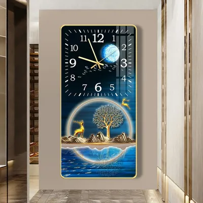 Factory Wholesale Abstract Crystal Porcelain Landscape Animals Painting Modern Wall Clock Art