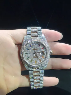 Real Moissanite Diamond Watch Honeycomb Setting Studded Watch Pass Diamond Tester on Sale