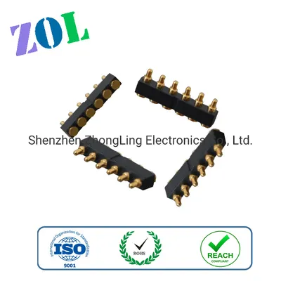 0.1" Spacing 6 Pins SMD Type Pogo Pin Connectors H5.5mm
