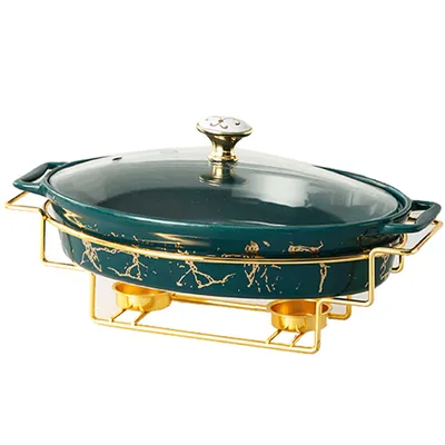 Rectangular Two-Ear Ceramic Earthenware Cooking Pot Casserole Soup Pot