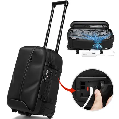 USB Charging Tsa Lock Expandable Trolley Large Capacity Waterproof Men's Travel Backpack