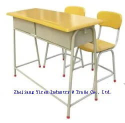 Hot Selling Wooden Double Student Desk and Chair