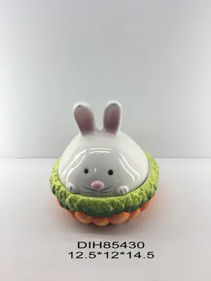 Ceramic Animal Cute White Carrot Rabbit Box
