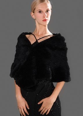Rabbit Fur Kntted Cape (C-005)