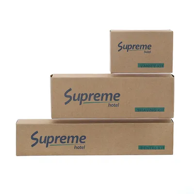 Hotel Amenities Set with Kraft Box Wrapper for Hotel Room Using