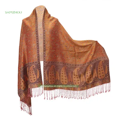 Ethnic Pashmina Scarf Fashion Jacquard Women's Shawl with Tassels Spring/Summer