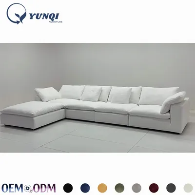 Modern 412cm White Modular Cloud Sectional Sofa with Standalone Ottoman