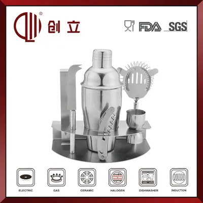 7PCS Stainless Steel Barware Set with Metal Holder