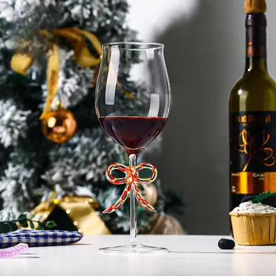 New Bow Design Tall Christmas Tree Glass Water Cup, Wedding Glass Cup