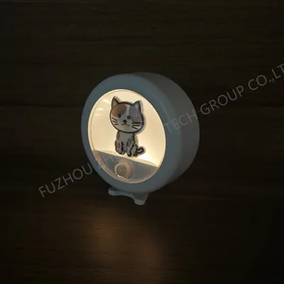 Children's LED Night Light Cat Toy with Motion/Light Sensor USB Rechargeable Baby Bedside Sleeping Lamp-Cat