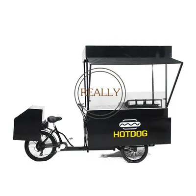 Mobile Street Shop Snack Vending Tricycle Hot Dog Coffee Bike Grill Bike with Freezer