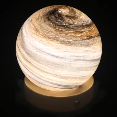 Hot Sale Wandering Earth LED Desk Table Lamp Dimmable Glass Night Light with Wood Base