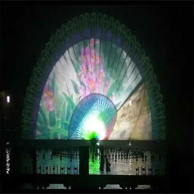 Water Curtain Movie with Water Show Projector Laser Lights Sound Amplifier for Outdoor