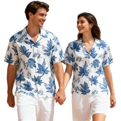 Custom Sublimation Print Vacation Shirt Short Sleeve Aloha Top