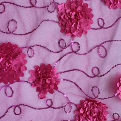 3D Mesh Bead Discs with Embroidered Children's Lace Fabric