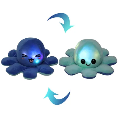 Stuffed Plush Toys Soft Octopus Reversible Plush Glowing Reversible Plush Octopus LED Grow Light