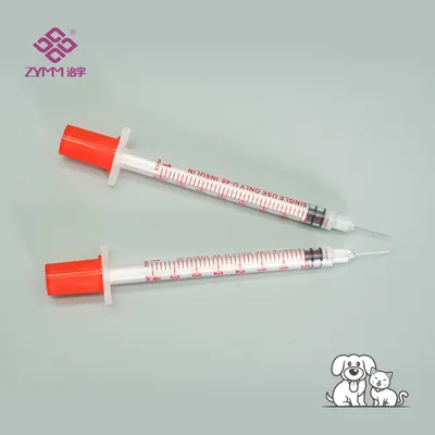 High Accuracy Insulin Syringe for Pet Diabetes with Fine Scale Markings Veterinary Insulin Syringe
