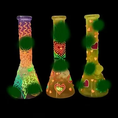 Glow-in-The-Dark Smoking Glass Pipe Oil Burner Pipe Beaker Pipe