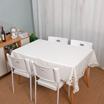 Embroidered Rectangular Hollow Handmade Crochet Tablesilk Ribbon Embroidery Tablecloth