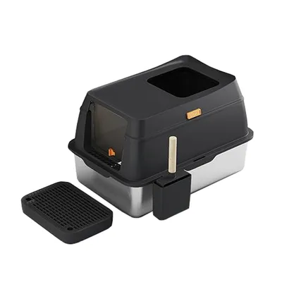 Easy Clean Stainless Steel Litter Box with Splash Cover