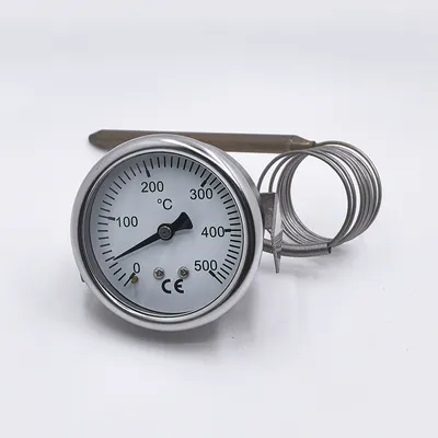 Pizza Oven Capillary Thermometer, Kiln Thermometer, 500 Degrees, All Stainless Steel