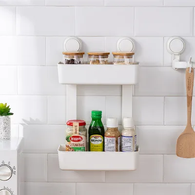 Taili Multifunctional Kitchen Wall Mounted Plastic Hanging Storage Spice Rack Holder Organizer Spice Bottle Storage Holder Rack