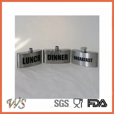 Wsjjyy040 New Stainless Steel 3 Parts Hip Flask Metal Hip Flask Set