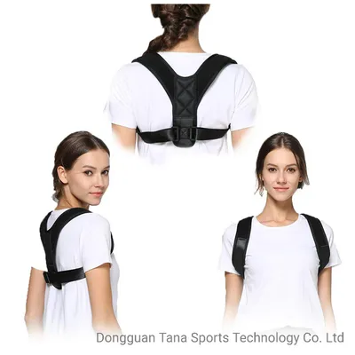Black Soft Comfortable Adjustable Neoprene Posture Corrector for Back Support