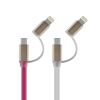 OEM Micro Data Retractable Flat TPE 2 in 1 USB Cable