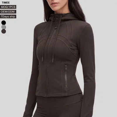 Women Fleece Lined Zip up Yoga Jacket Boned Slim Fit U Neck Long Sleeve Autumn Winter Fitness Sports Top