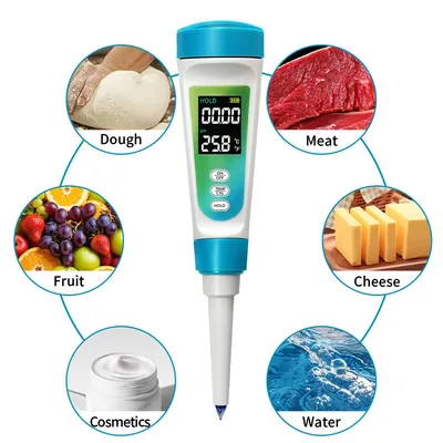 Portable Digital pH 0-14pH Meter for Food Quality Testing Cheese Fruit