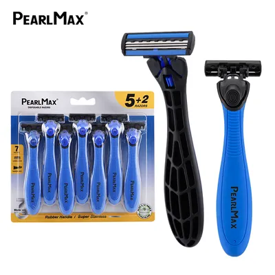 Pearlmax Blade Scrapper Man Stainless Steel New Products Rubber Handle Safety Razor Triple Blade Razor