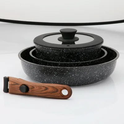Detachable Aluminium Casserole Cookware Granite Fry Sauce Pan Cooking Pot Outdoor Manufacturer