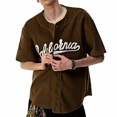 Sporty Button Front Baseball Top Featuring Logo Training Baseball Wear