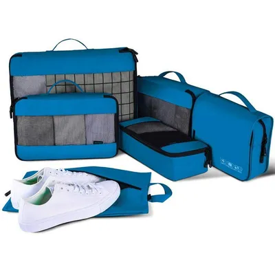 Reusable Suitcase Packing Organizer Bag Washable Clear 6PCS Set Compression Travel Cube