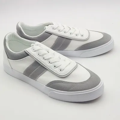 Customized 47 Size Grey White Canvas Shoes for Men