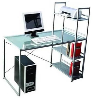 L Shape Glass Computer Table in Office