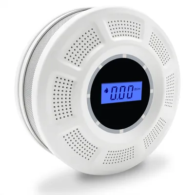 Combined Carbon Monoxide Smoke Detector with LCD Display and 3 LEDs