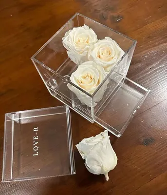 Plastic Clear Acrylic 4 Roses Packaging Gift Box with Bottom Drawer