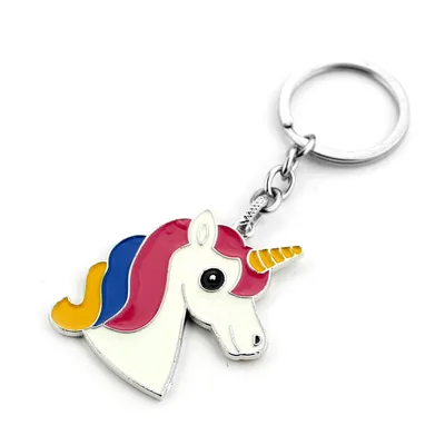 Unique Design Custom Metal Cartoon Anime Horse Keyring Enamel Cute Animal Unicorn Keychain