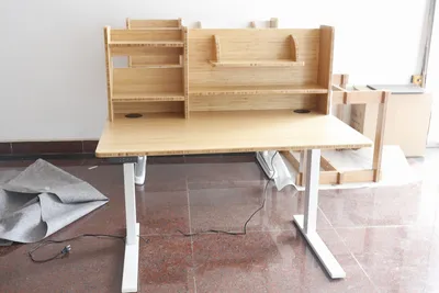 Height Adjustable Office Bamboo Reception Desk Bamboo Standing Desk