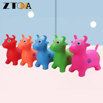 Ztoa PVC Inflatable Animal Jump Toy Single Painting Cow Customized Animal