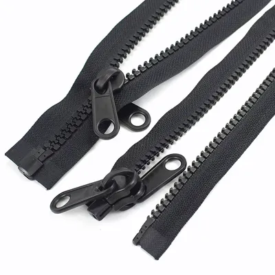Factory Direct Double Slider Open-End Resin Zipper Plastic Zipper Accessories for Clothing Garments Black