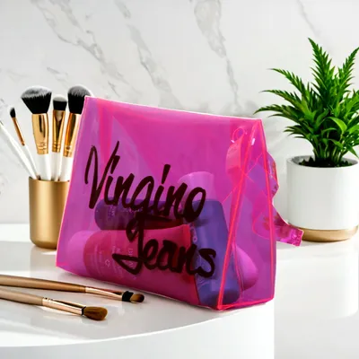 Trendy Pink PVC Bag with Spacious Side Gussets for Easy Storage