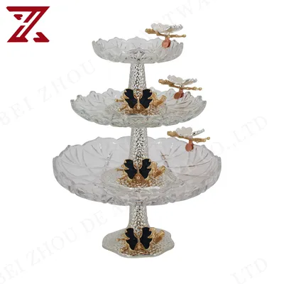 Modern Design Metallic Decorative Elegant Design Fruit Bowl Luxury Metal Glass Multi-Layer Fruit Plate